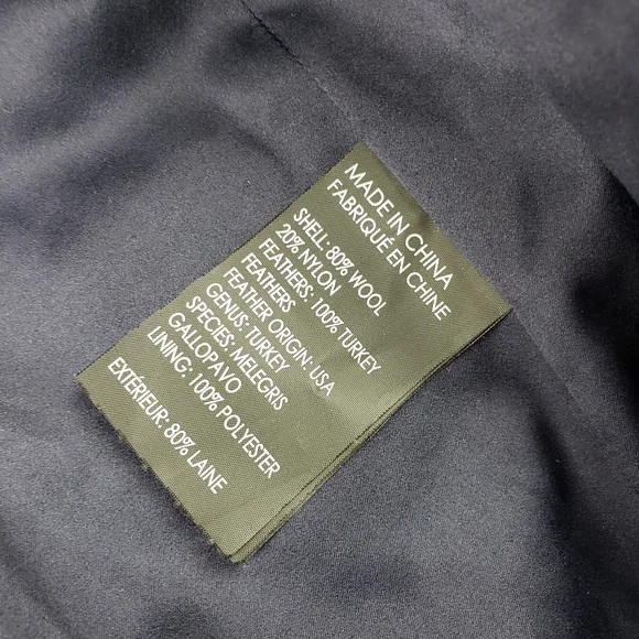 Club Monaco wool blend feather coat small